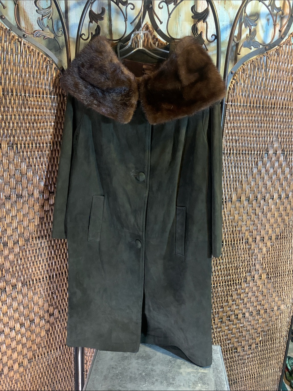 Vintage Suede with Fur Collar Coat